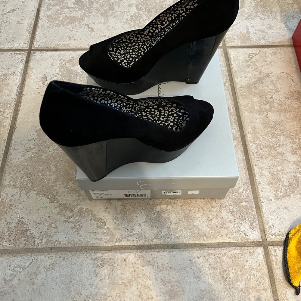 Nib Jessica Simpson Js-Leelo 5 In Black Suede Wed… - image 4